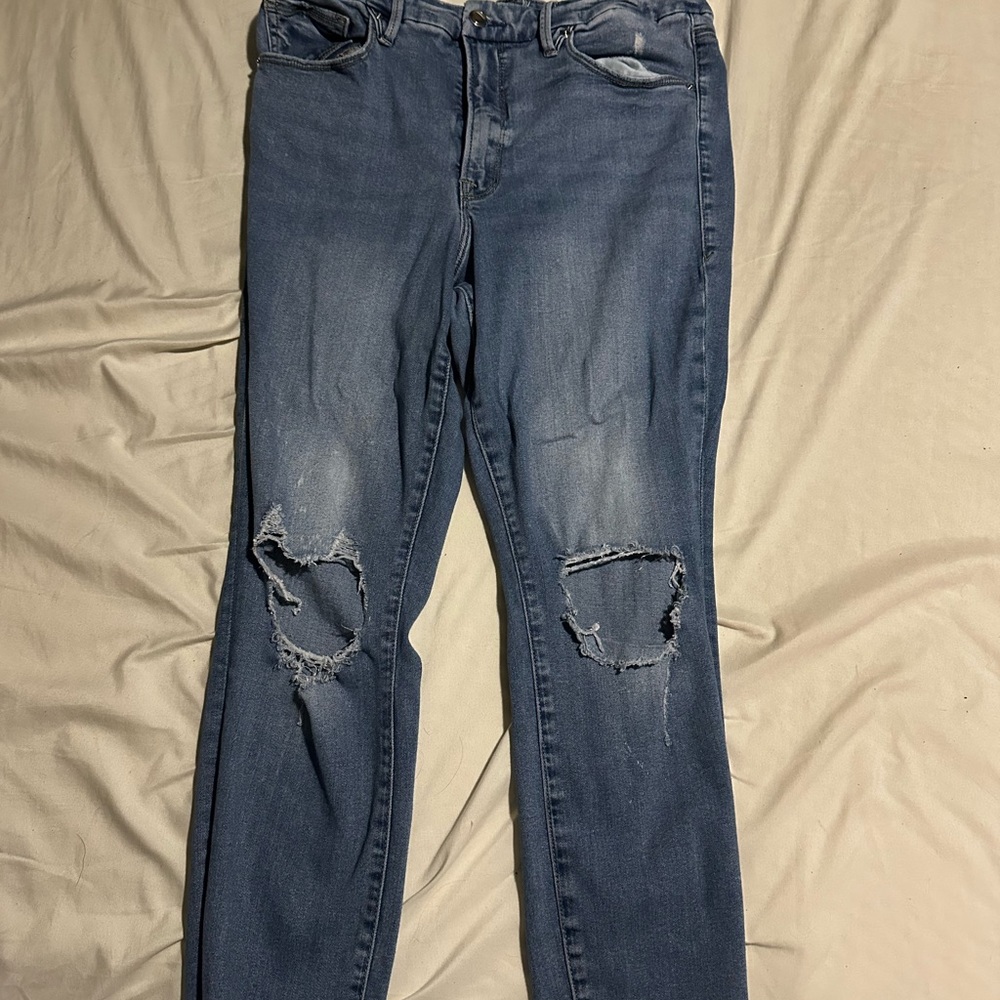 Distressed Blue Jeans